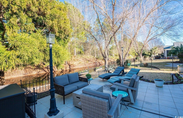 view of patio with an outdoor living space