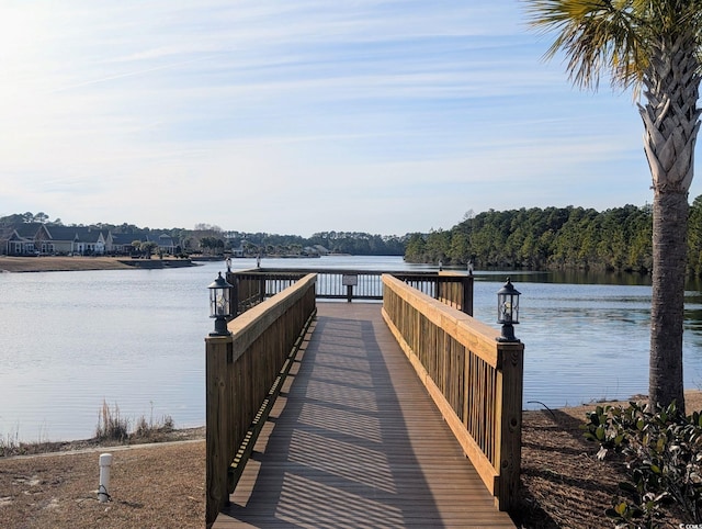 view of dock featuring a water view