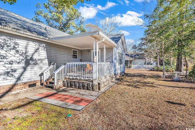 exterior space with covered porch