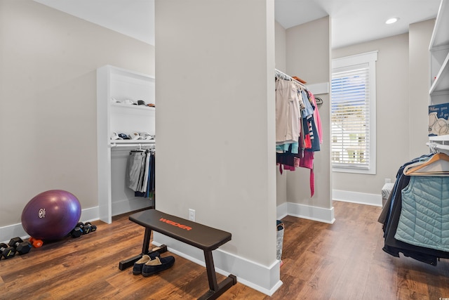 interior space with hardwood / wood-style floors