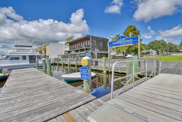 dock area with a water view