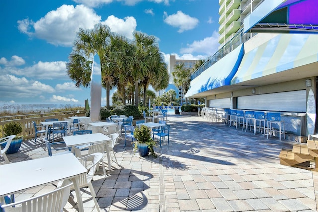 view of patio / terrace with a bar