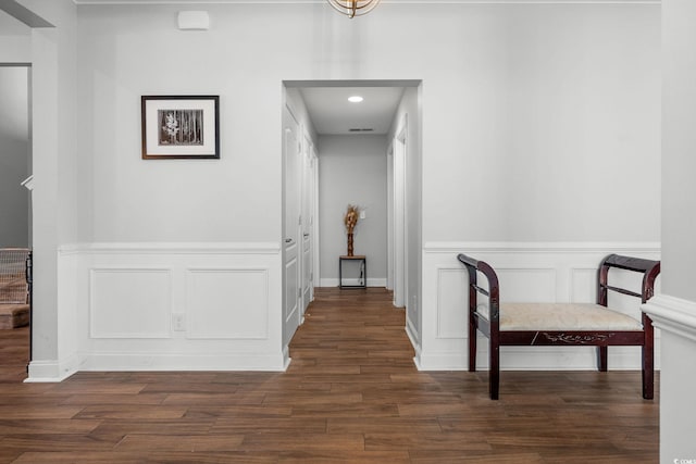 hall featuring dark hardwood / wood-style flooring