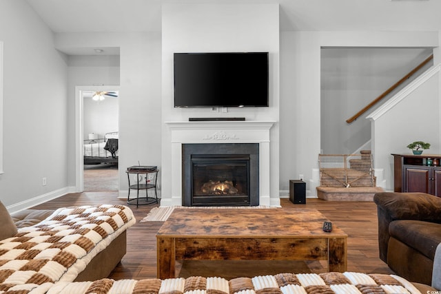 living room with wood-type flooring