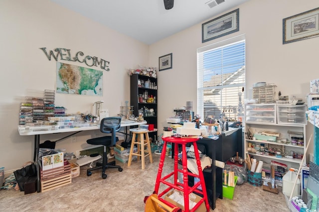 office area with light carpet