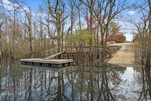 dock area featuring a water view