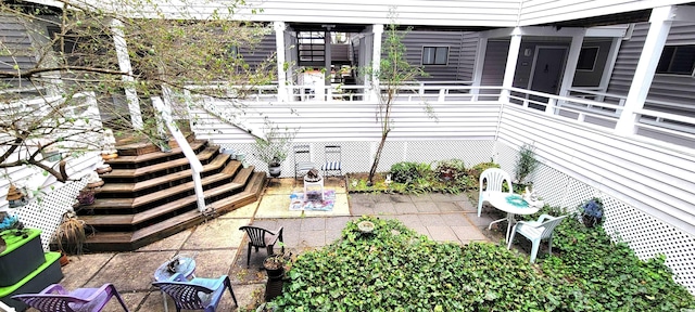 view of patio with stairs