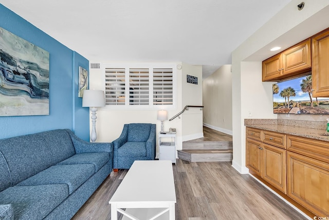 living room featuring light hardwood / wood-style flooring