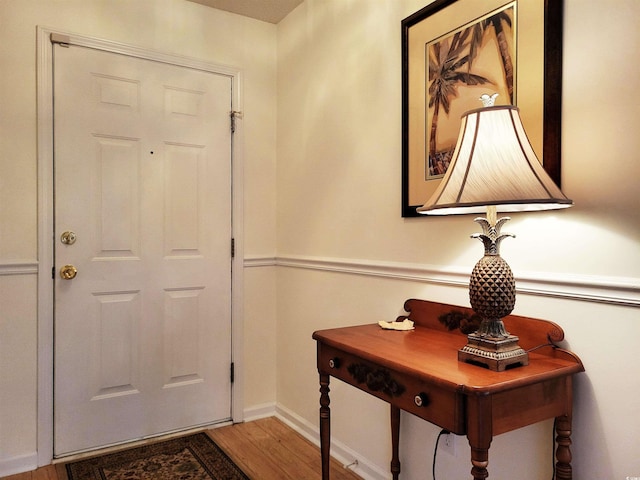 foyer entrance with wood-type flooring