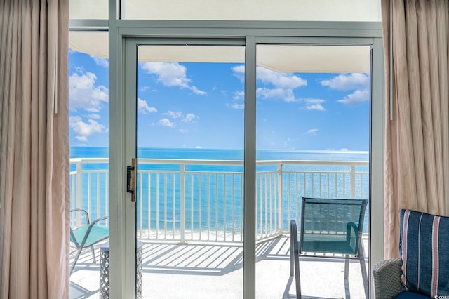 doorway with a water view