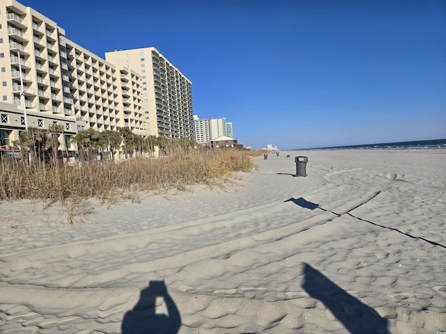 property view of water with a beach view