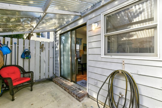 view of patio featuring a pergola