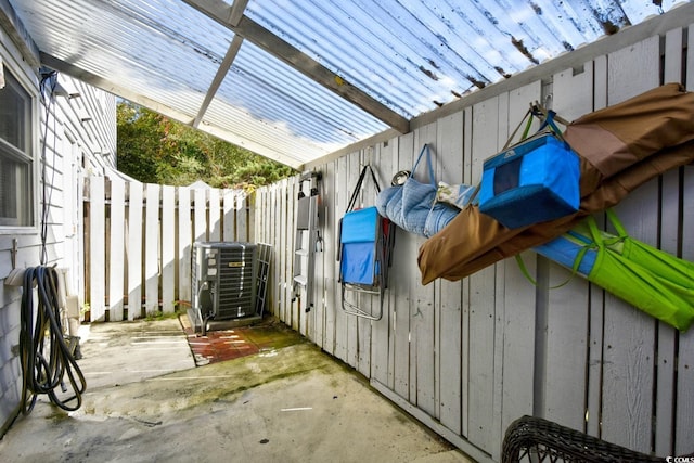 view of patio featuring central AC unit