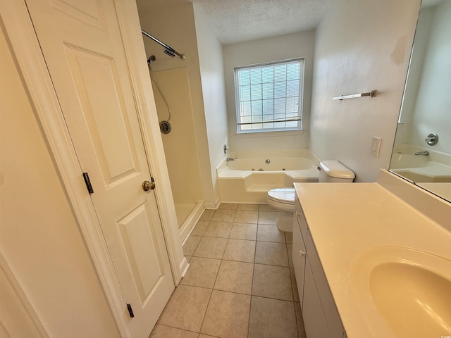4273 Santolina Way Unit E, Murrells Inlet, SC 29576 - bathroom with tile patterned flooring, a bath, a textured ceiling, toilet, and vanity