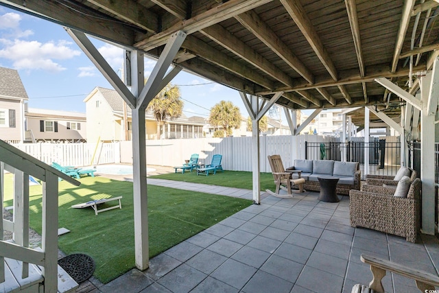 view of patio featuring an outdoor living space