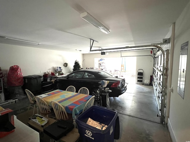 garage with a garage door opener