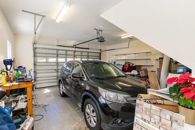 garage with a garage door opener