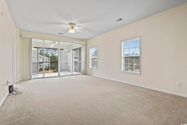 spare room featuring a healthy amount of sunlight, baseboards, and carpet flooring