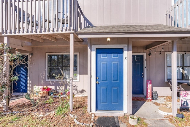 doorway to property with a balcony