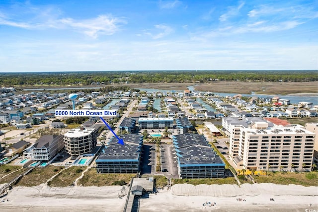 bird's eye view featuring a water view