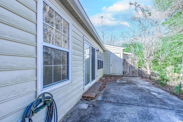 view of home's exterior with a patio