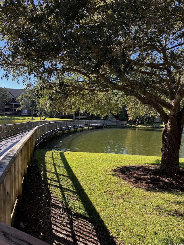 exterior space featuring a water view