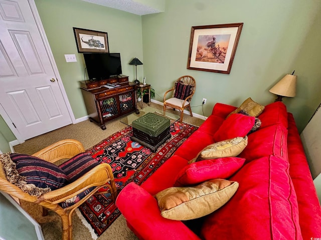 living room with carpet flooring