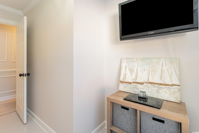 interior space featuring crown molding