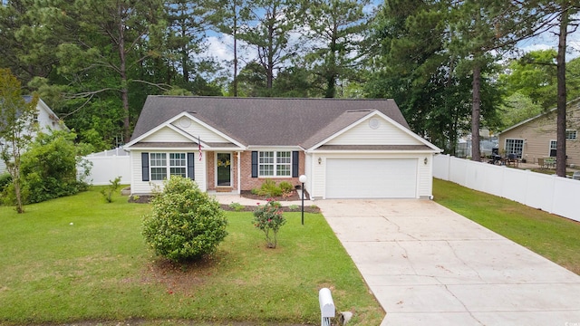 5933 Rahnavard Blvd, Myrtle Beach, SC 29588 - single story home with a garage, fence, a front yard, and concrete driveway