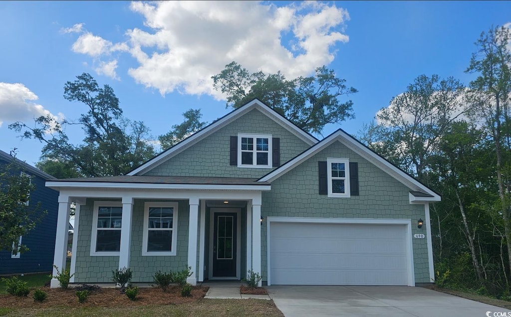 690 Choctaw Dr, Conway, SC 29526 - craftsman inspired home with a garage, covered porch, and concrete driveway