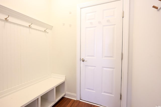 mudroom featuring dark hardwood / wood-style floors