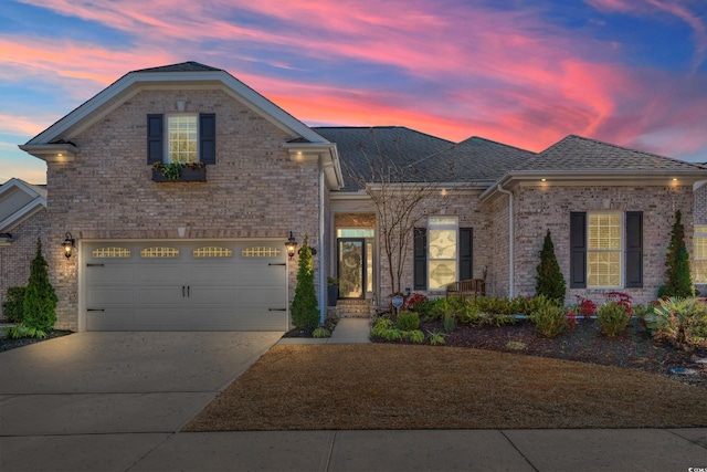 view of front of home with a garage