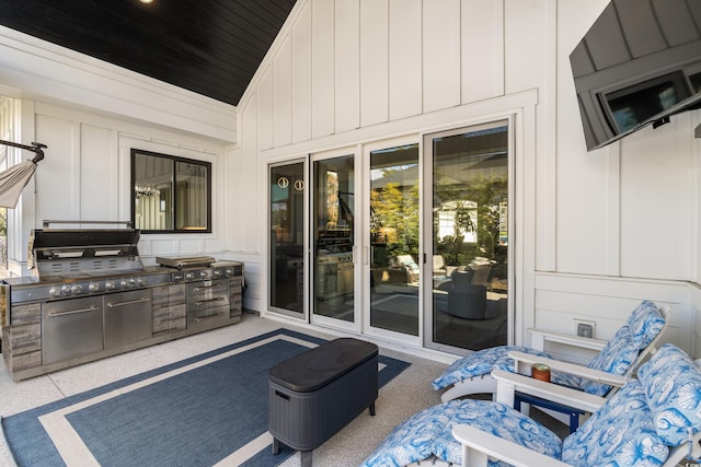 view of patio with a grill and area for grilling