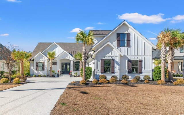 view of modern inspired farmhouse