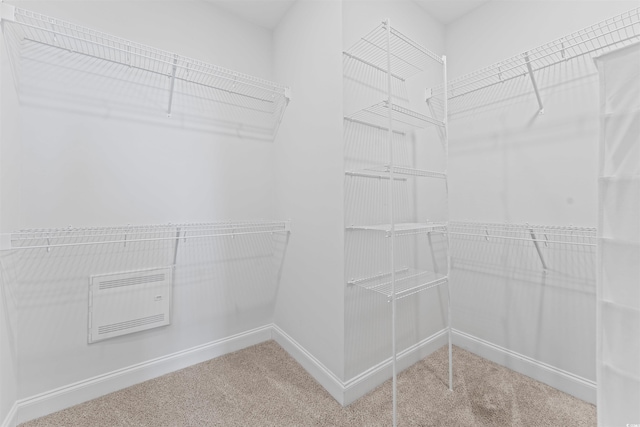 walk in closet featuring carpet flooring