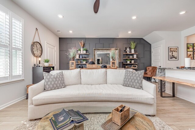 living room featuring light hardwood / wood-style floors