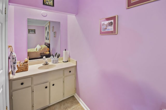 bathroom featuring vanity and tile patterned flooring