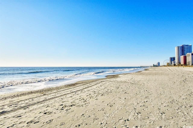 property view of water featuring a view of the beach