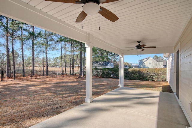 view of patio with ceiling fan