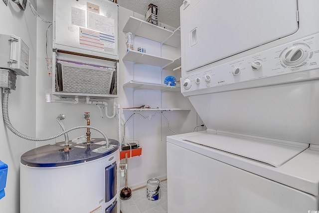 880 Fairway Dr Unit 302Bb, Longs, SC 29568 - clothes washing area with stacked washer and dryer, water heater, and laundry area