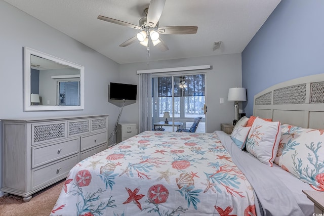 880 Fairway Dr Unit 302Bb, Longs, SC 29568 - bedroom featuring carpet, access to outside, a ceiling fan, and a wall mounted air conditioner