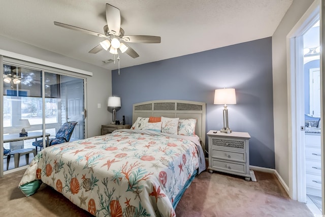 880 Fairway Dr Unit 302Bb, Longs, SC 29568 - bedroom featuring access to exterior, carpet, visible vents, ceiling fan, and baseboards