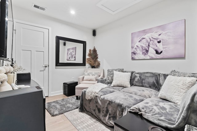 living room featuring light hardwood / wood-style floors