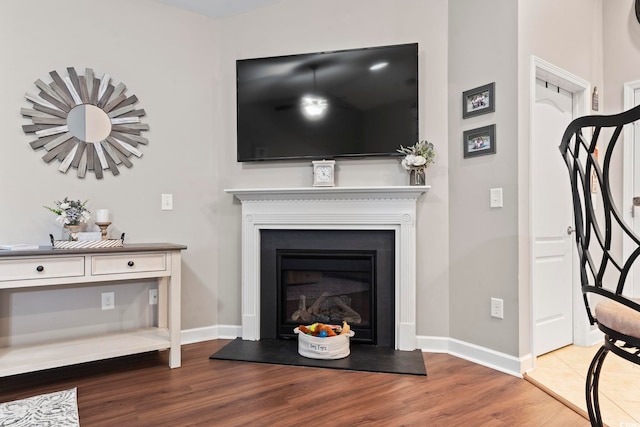 living room with hardwood / wood-style flooring