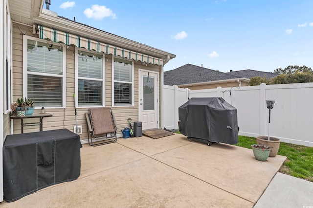 view of patio with area for grilling