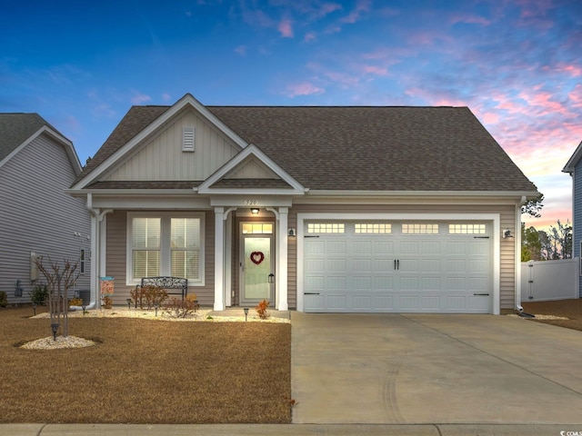 view of front of house with a garage