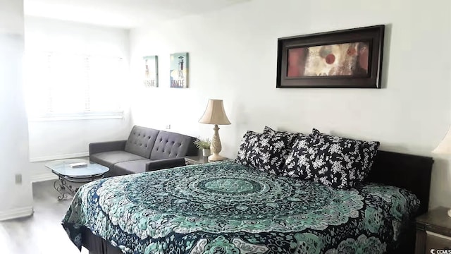 bedroom with hardwood / wood-style flooring