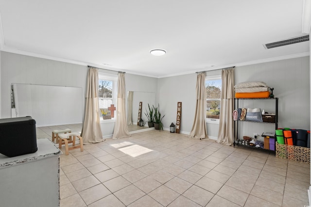 interior space featuring crown molding