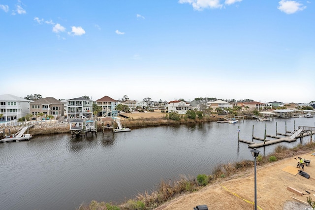 view of dock featuring a water view