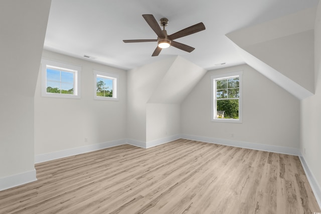 7053 Byrnes Ln, Myrtle Beach, SC 29588 - additional living space with visible vents, ceiling fan, light wood finished floors, and baseboards